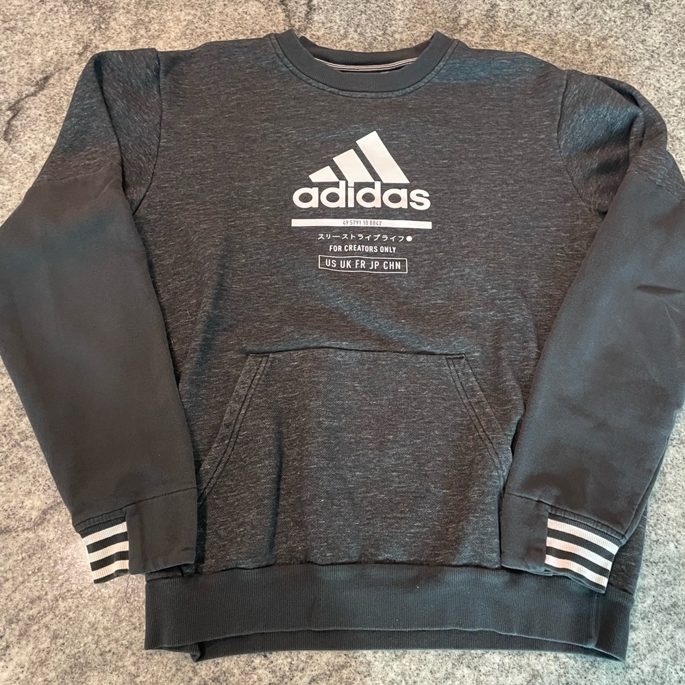 Adidas Men's Charcoal Crewneck Sweatshirt (Medium)